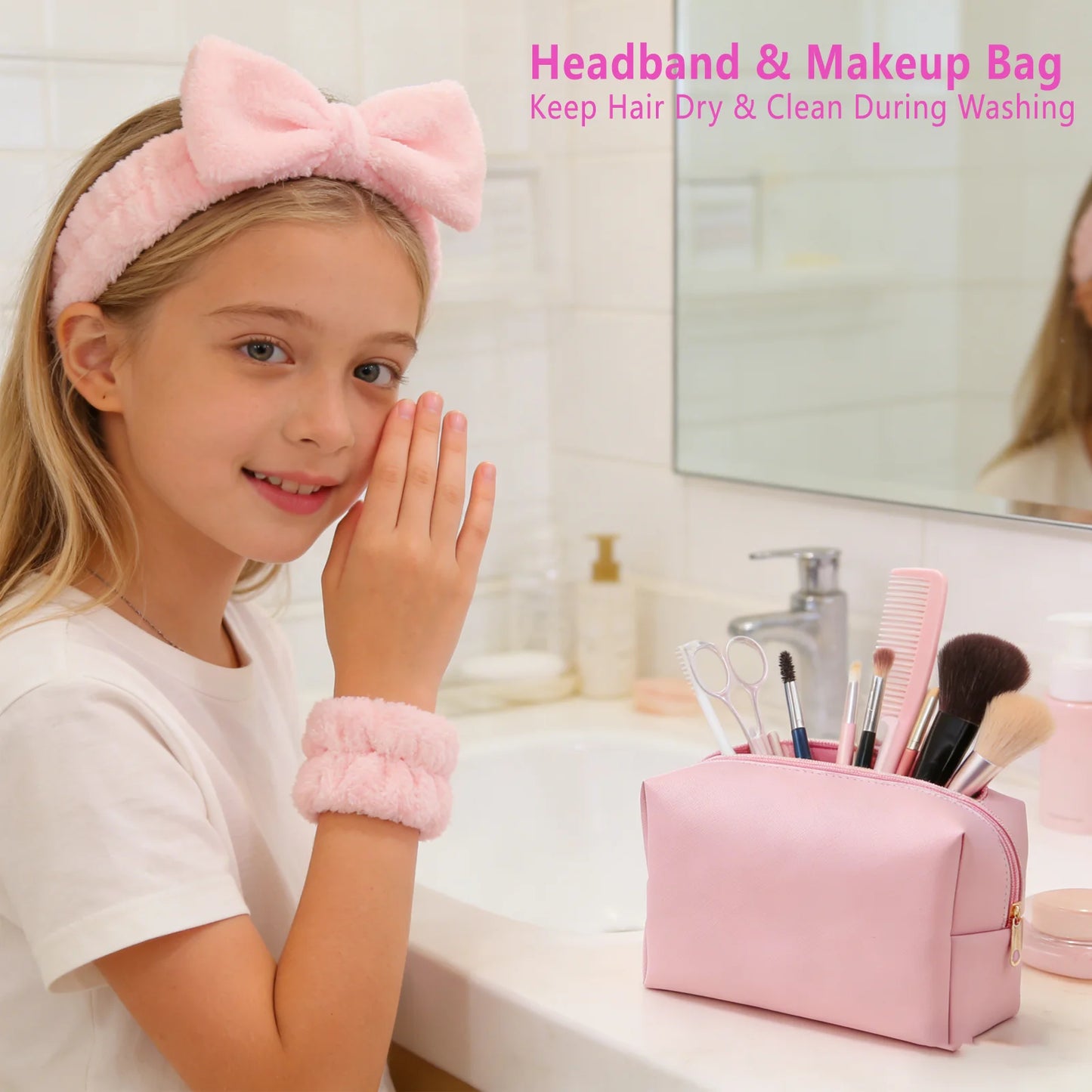 Teen Girl Gift Set — Glass Cup, Lid & Straw with Makeup Brushes