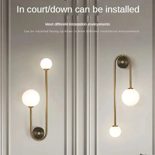 Gold Glass Ball LED Wall Sconce — Modern Bedroom & Living Room Light