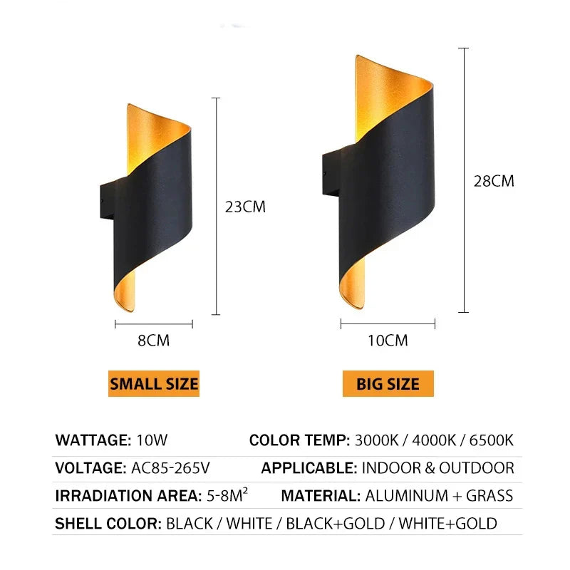 LED Wall Light Spiral Design 12W Modern Indoor Wall Light Waterproof Outdoor Nordic Wall Light Indoor Wall Light Home Decor Jonine&