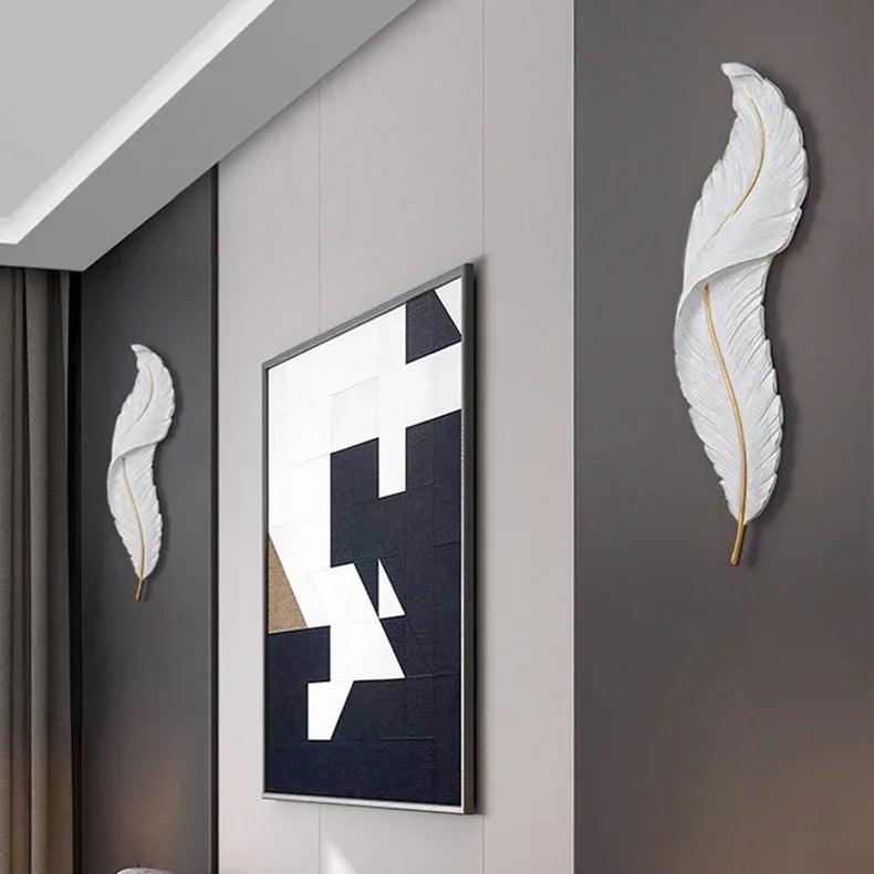 Nordic Feather LED Wall Sconce — Modern Resin Wall Light