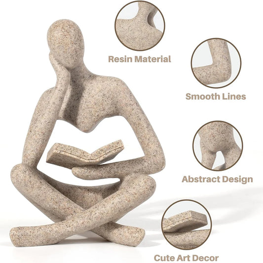 Abstract Thinker Sculpture — Modern Resin Figurine for Bookshelf & Desk Décor