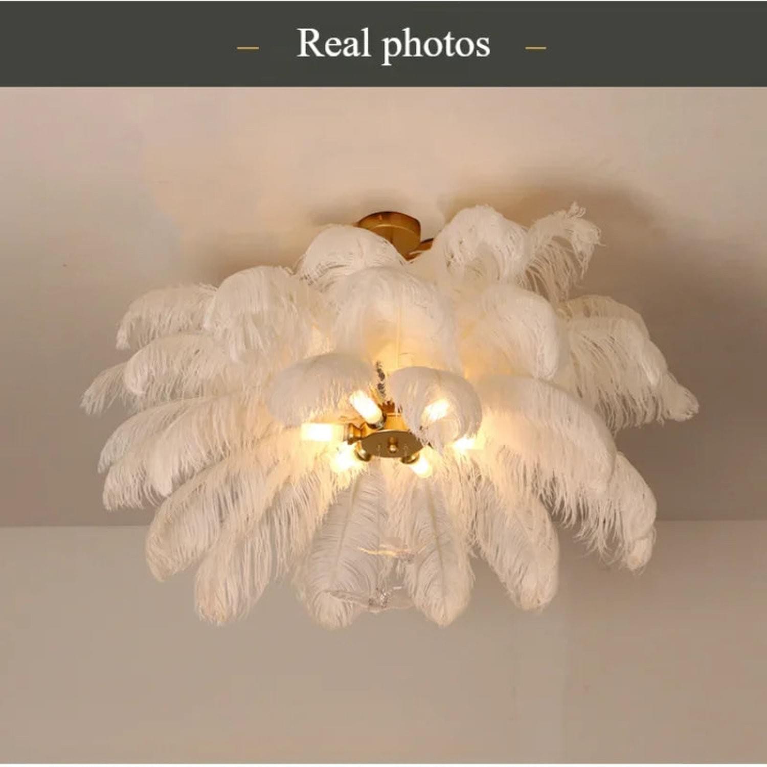 Soft Power — Nordic Ostrich Feather Chandelier for Bedroom & Living Room