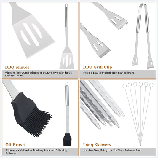 20PCS Barbecue Utensils, Grill Tools, Heavy Duty Stainless Steel Grill Set BBQ Grill Accessories for Outdoor,Grill Gifts for dad