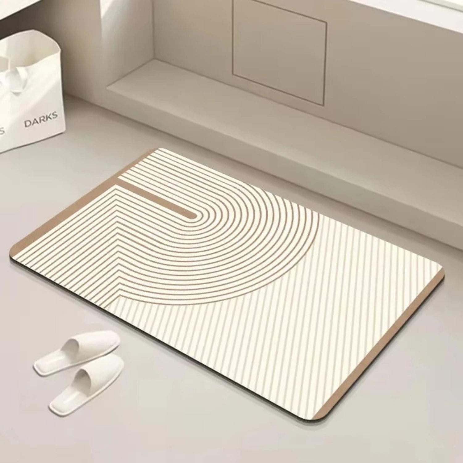 Spa-Grade Step — Non-Slip Diatomite Bath Mat with Rubber Padding