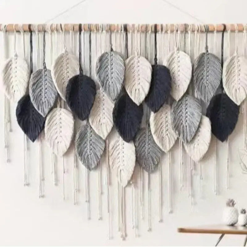 The Boho Wall — Macrame Leaf & Feather Tapestry