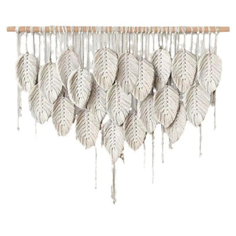 The Boho Wall — Macrame Leaf & Feather Tapestry