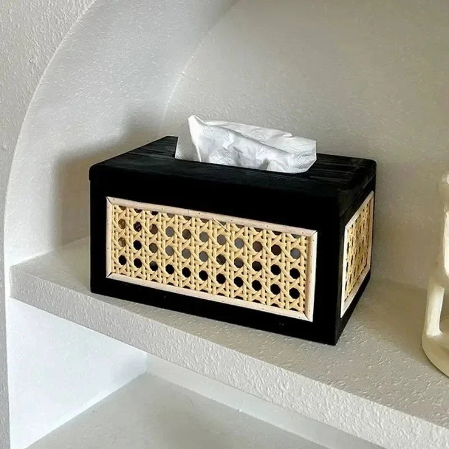 Rattan & Wood Tissue Box