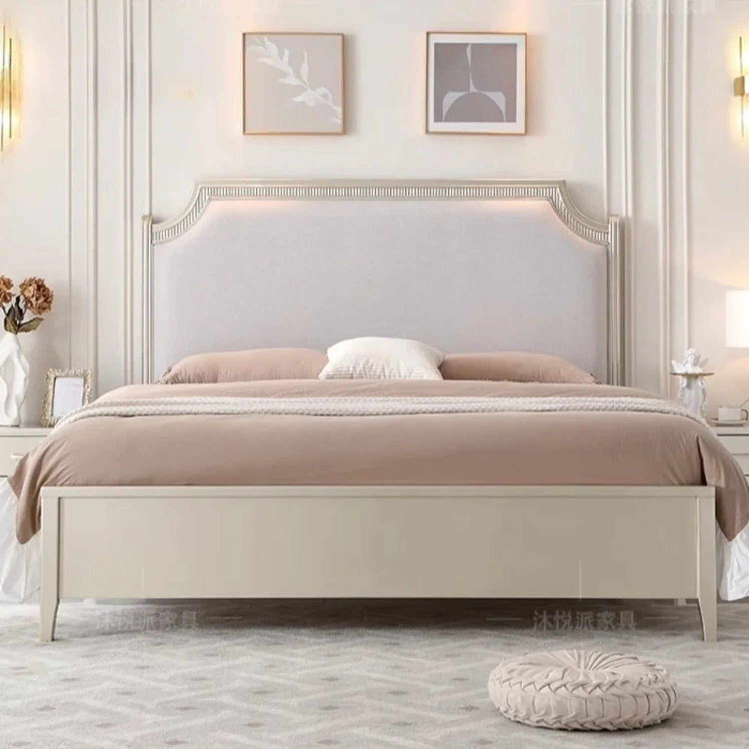 European Minimalist Waterproof Bed Frame with Headboard
