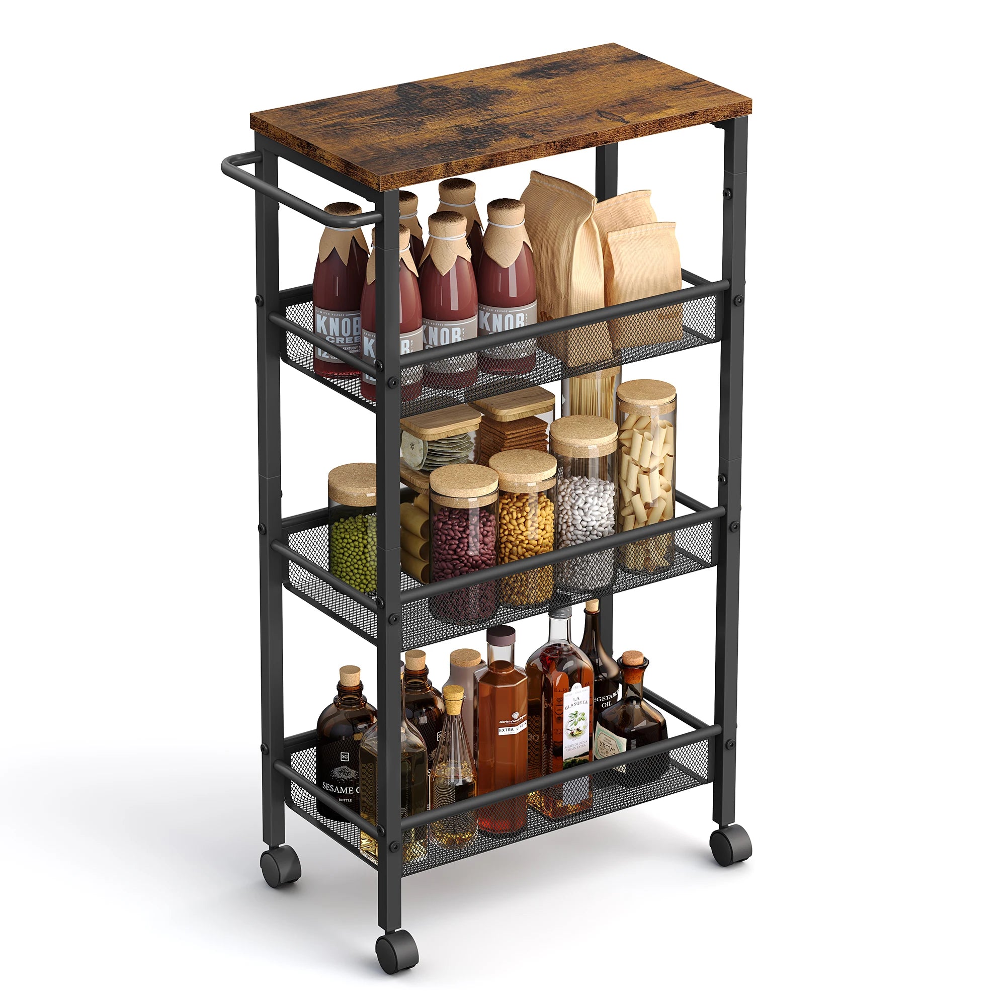 VASAGLE 4-Tier Rolling Storage Trolley — Space-Saving Cart with Wheels