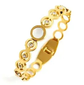 Stainless Steel Crystal Cuff Bracelet Bangle
