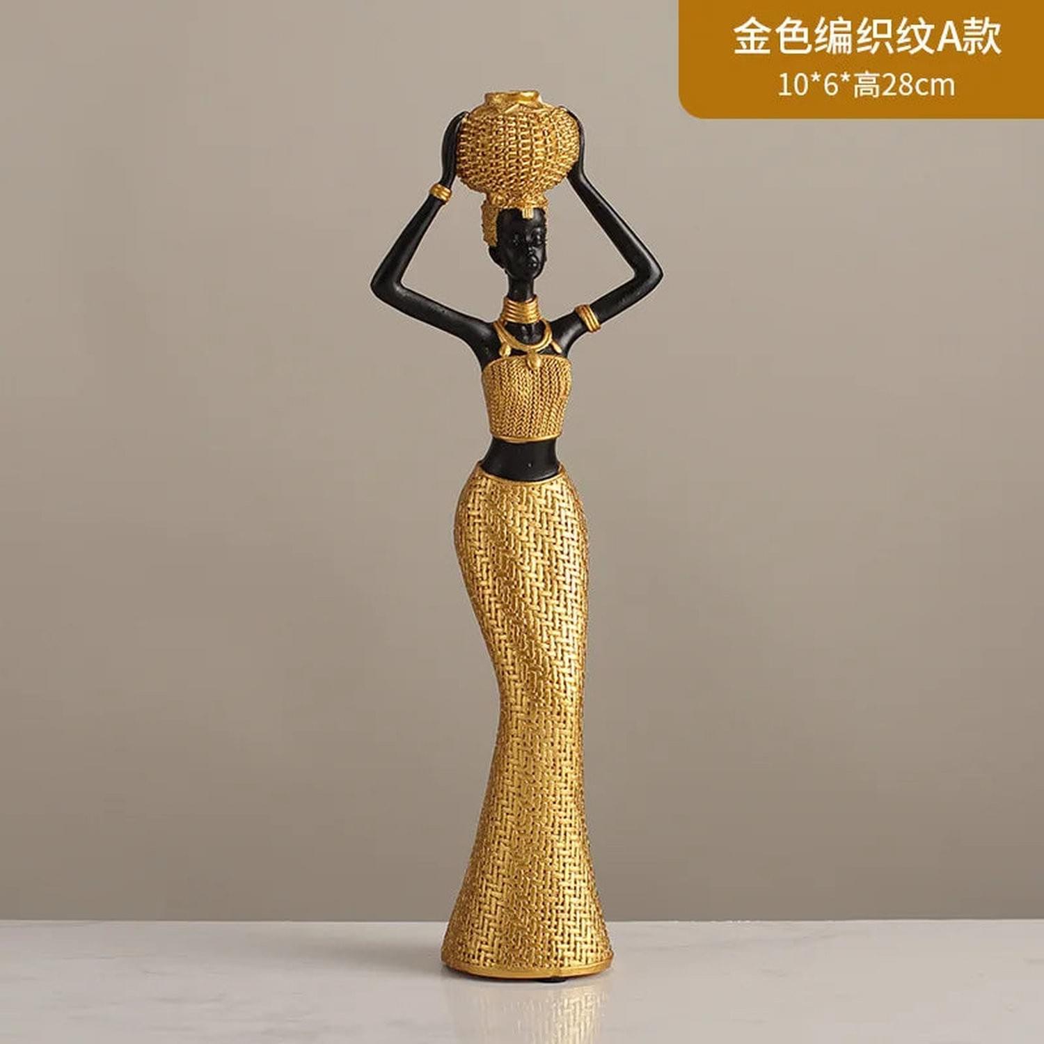 Woven in Gold — Tribal Weave Resin Sculpture in Bohemian Gold & Brown