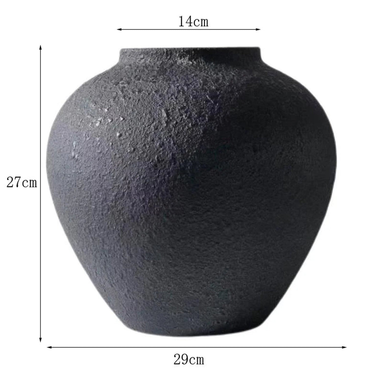 Stone-Texture Round Vase — Large Rustic Centerpiece
