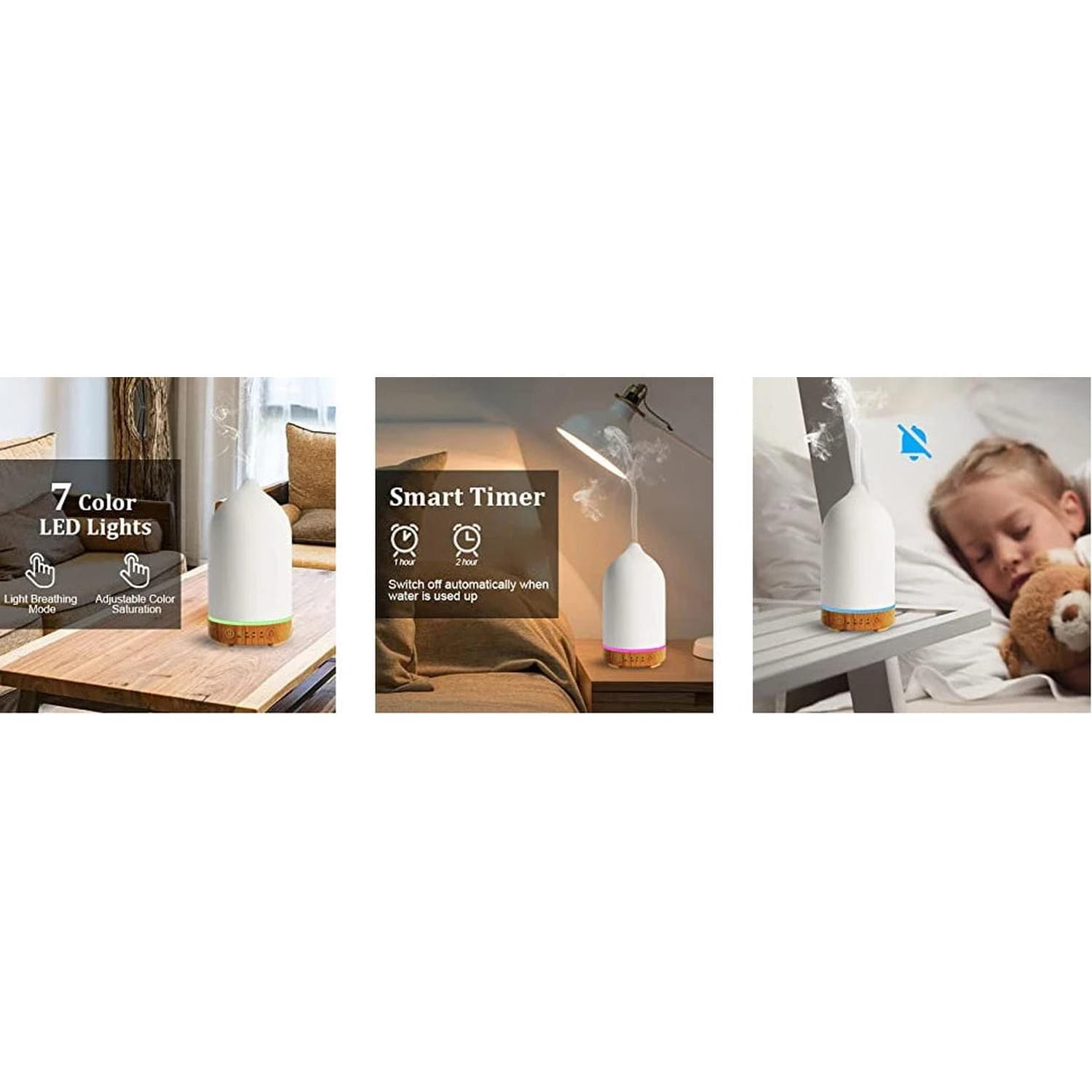 Breathe Easy — Ceramic 100ml Ultrasonic Aromatherapy Diffuser with 7 LED Colors