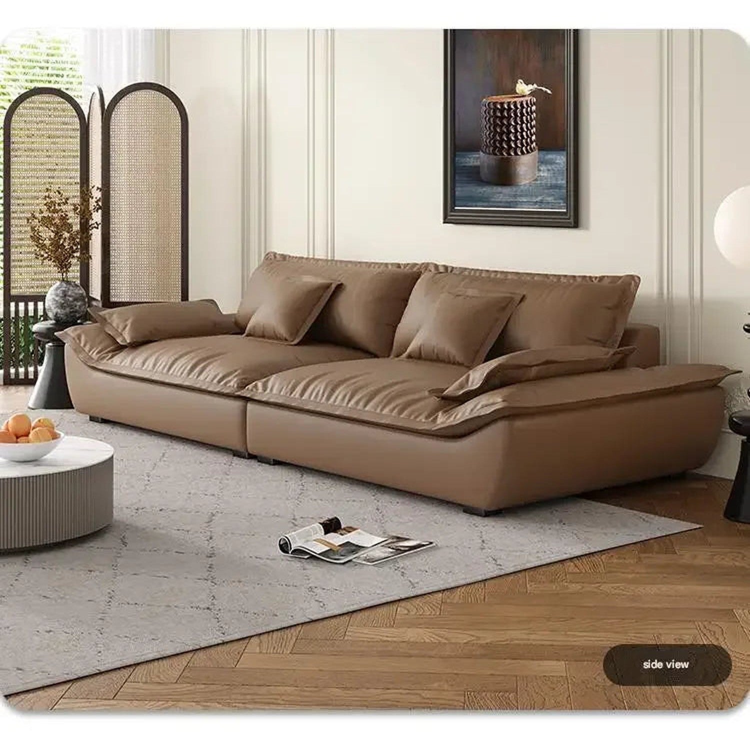Luxury Genuine Leather Sofa — Designer Modular Living Room Seating