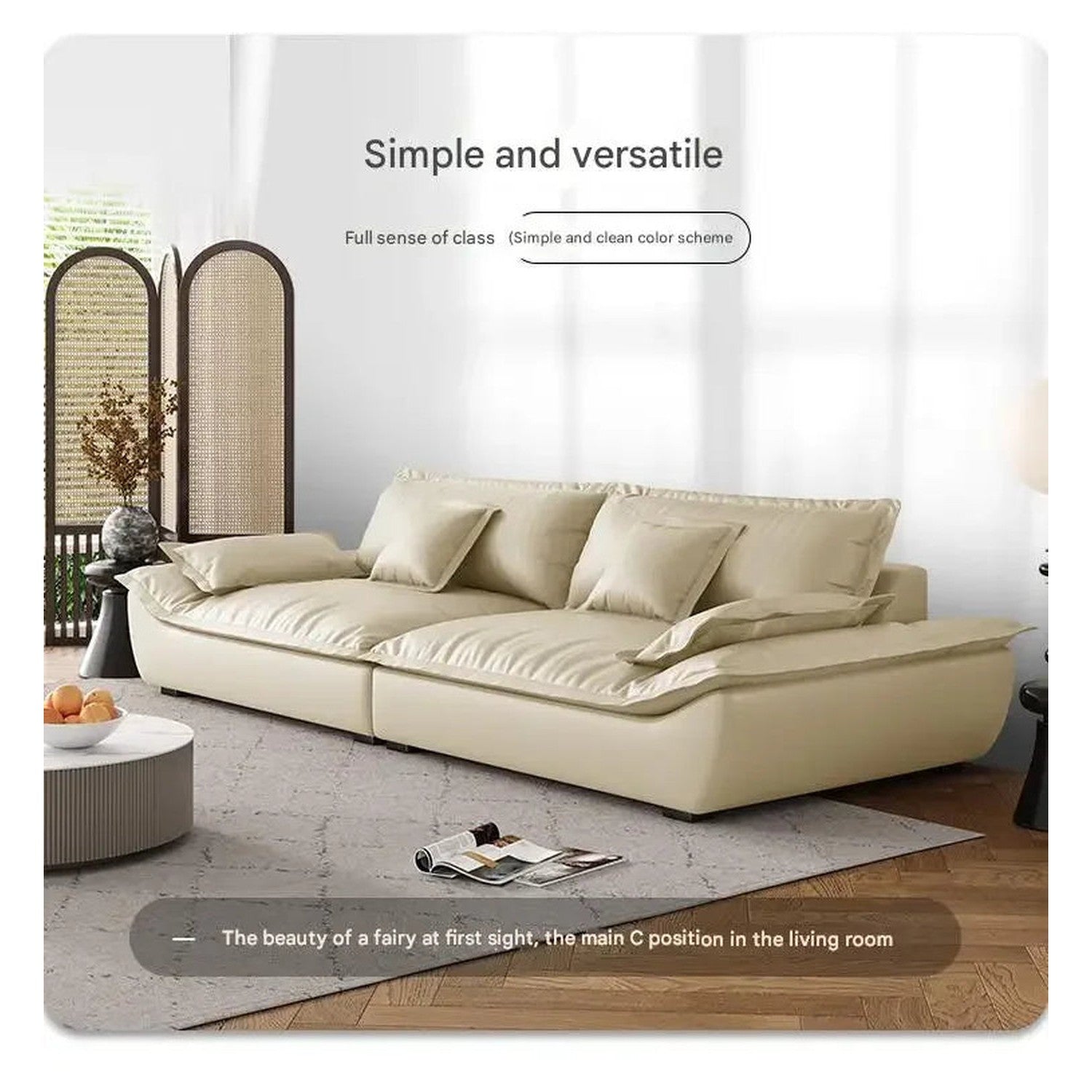 Luxury Genuine Leather Sofa — Designer Modular Living Room Seating