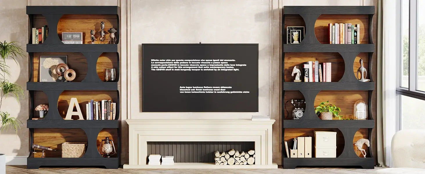 Curves That Work — Tribesigns 71" Tall S-Shaped Bookcase & Display Shelving