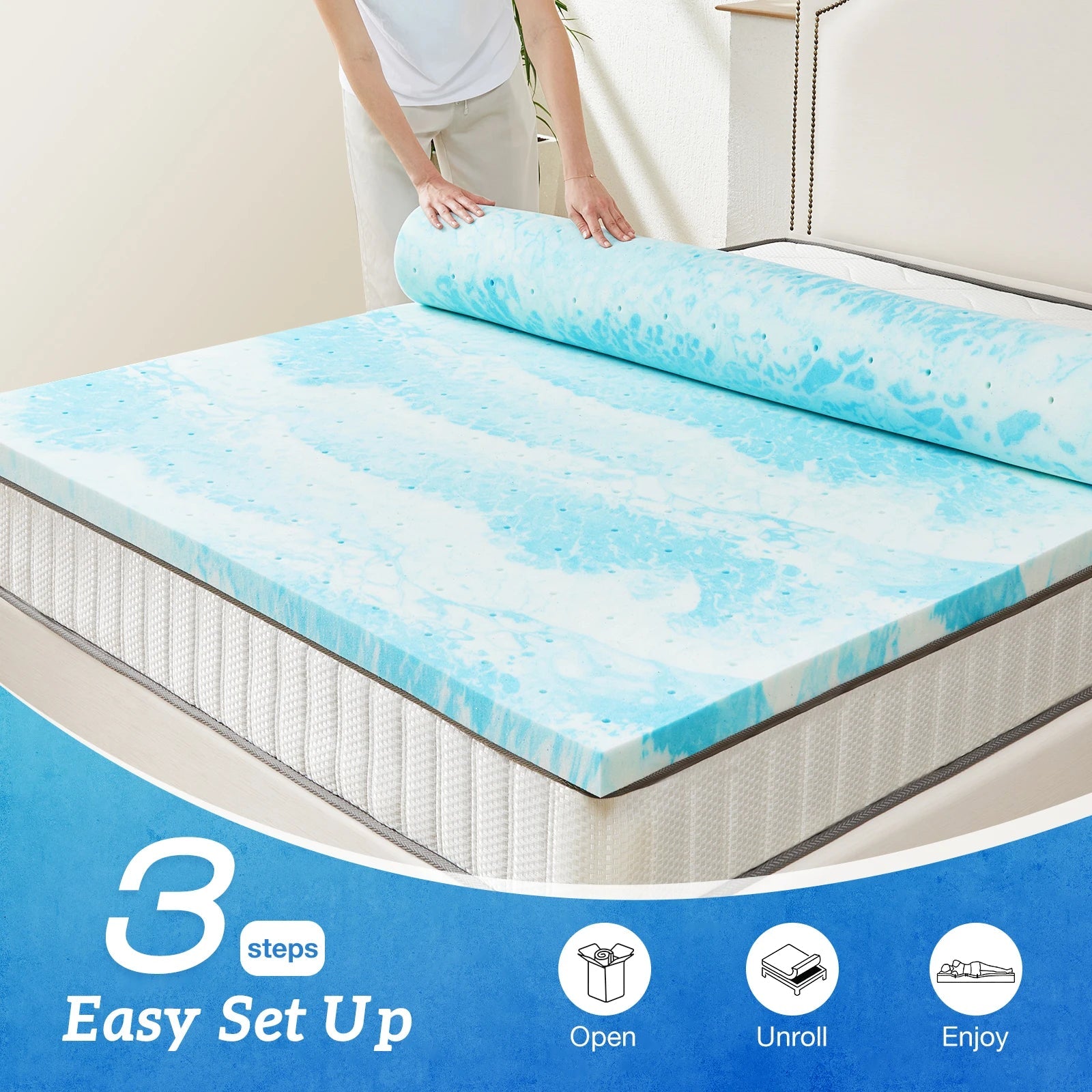 MCQ 2 Inch Soft Bed Mattress Full Size Memory Foam Gel Breathable Cooling Mattress Soft Bed Topper Home Bedroom Furniture Jonine’s Corner