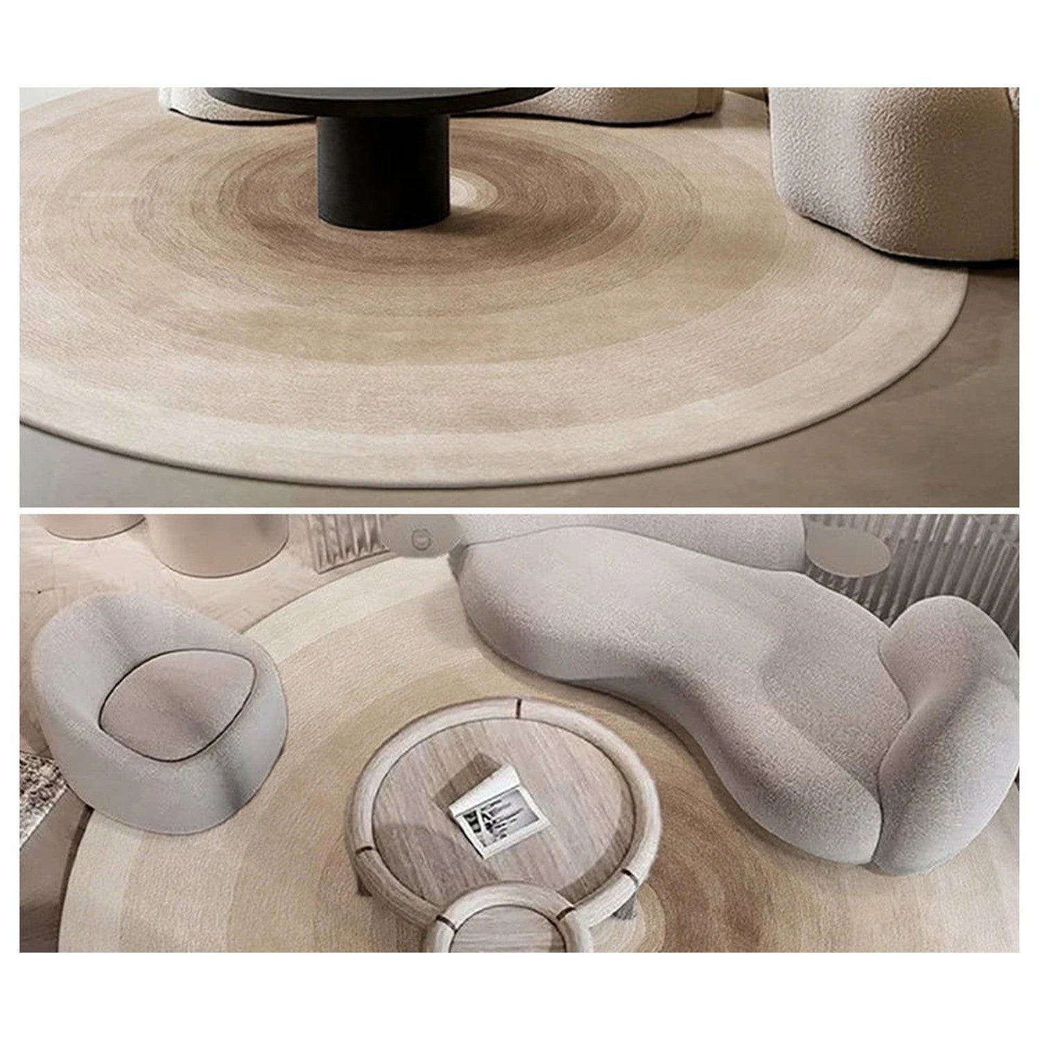 Round Gradient Area Rug — Machine Washable Non-Slip Floor Mat for Living Room & Bedroom