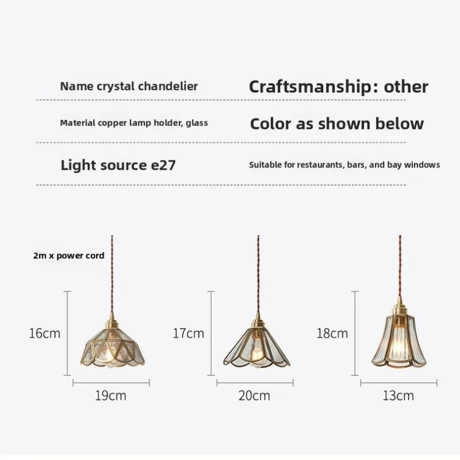 Retro Brass Glass Pendant Light