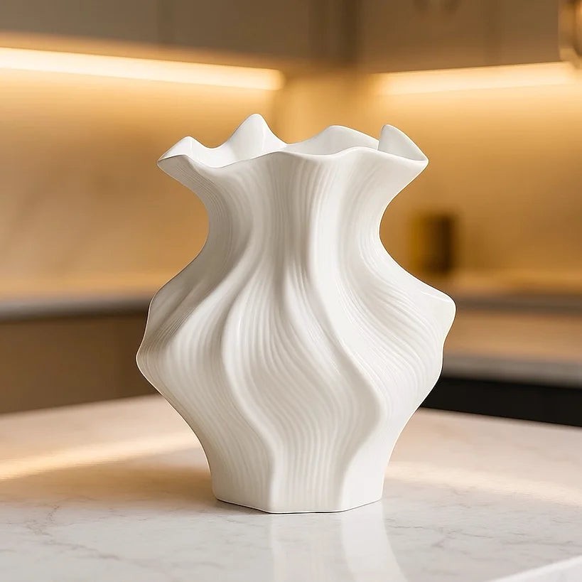 Textured Ceramic Wave Vase