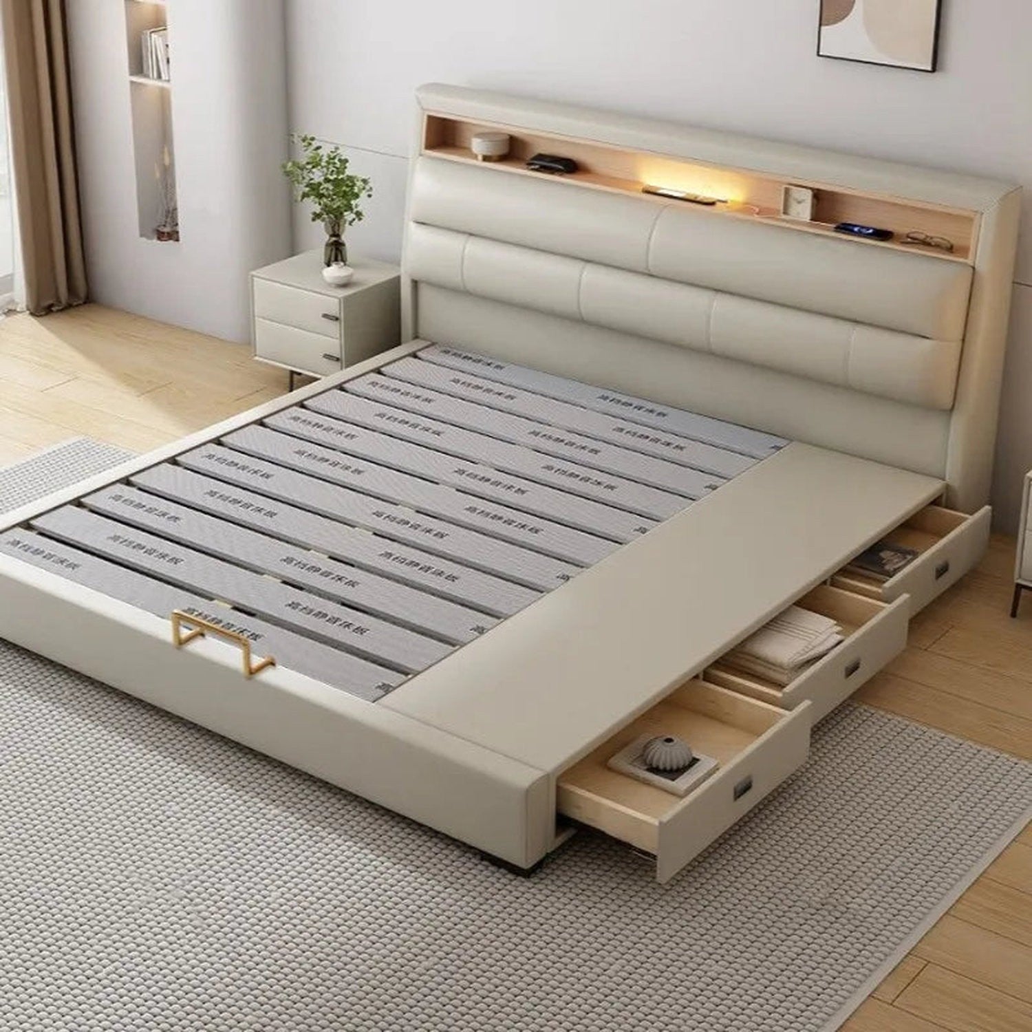 The Storage Bed — Luxury Multifunctional Bed Frame with Storage Headboard
