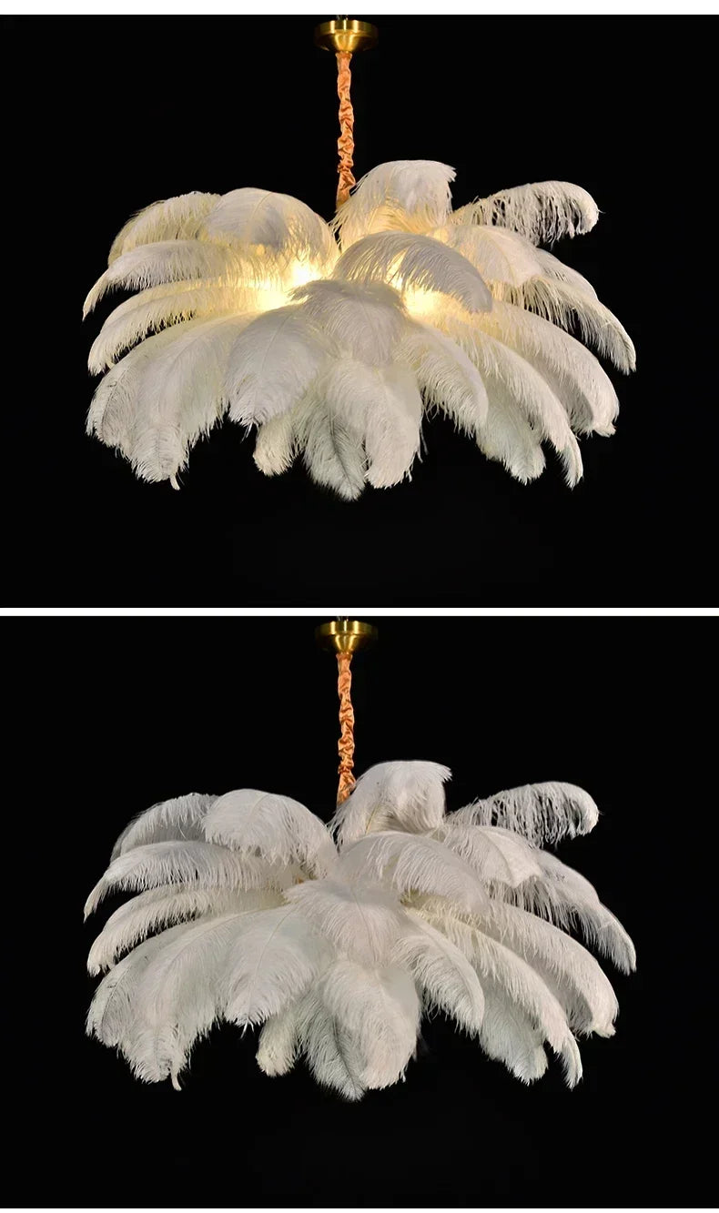 Soft Power — Nordic Ostrich Feather Chandelier for Bedroom & Living Room