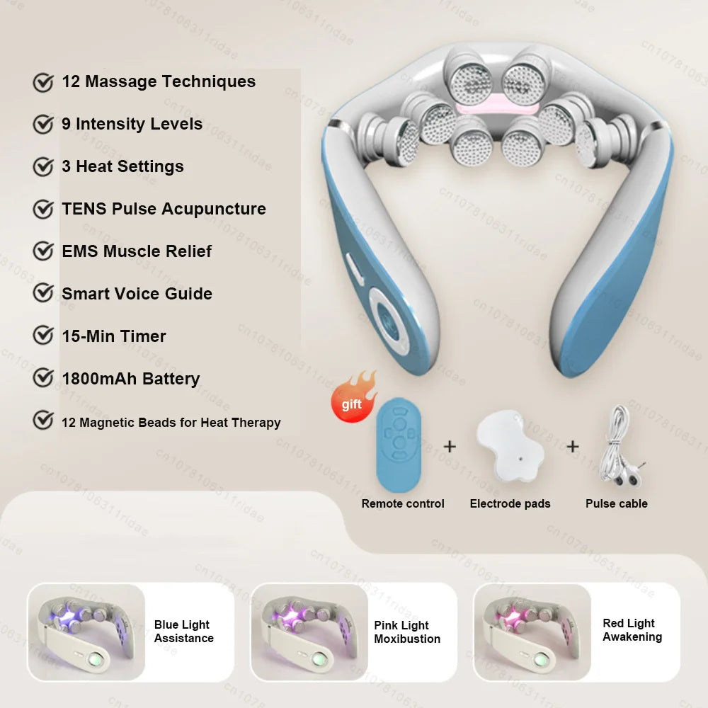 The Tension Release — 8D Electric Pulse Neck & Shoulder Massager with Heat