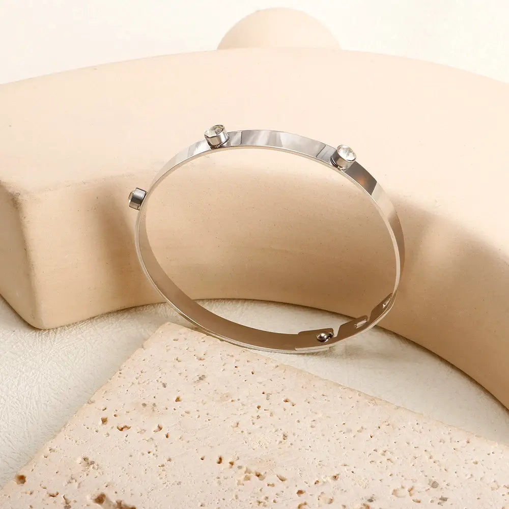 Stainless Steel Crystal Cuff Bracelet Bangle