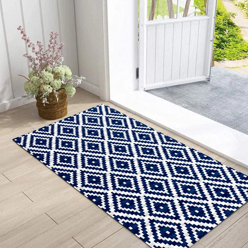 Geometric Entryway Rug — 4 Patterns, Non-Slip Flannel