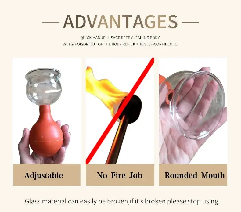 Rubber Vacuum Cupping Set – Glass Massage Jars for Health & Body Therapy