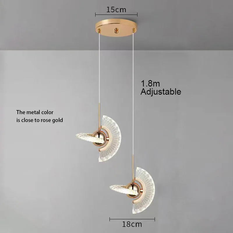 Modern Rose Gold LED Pendant Light — Bedroom & Living Room Chandelier