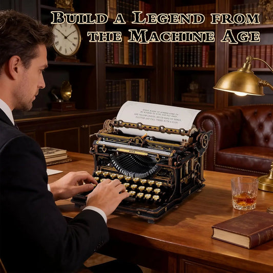 Rokr Vintage Mechanical Typewriter — 3D Wooden Puzzle Kit