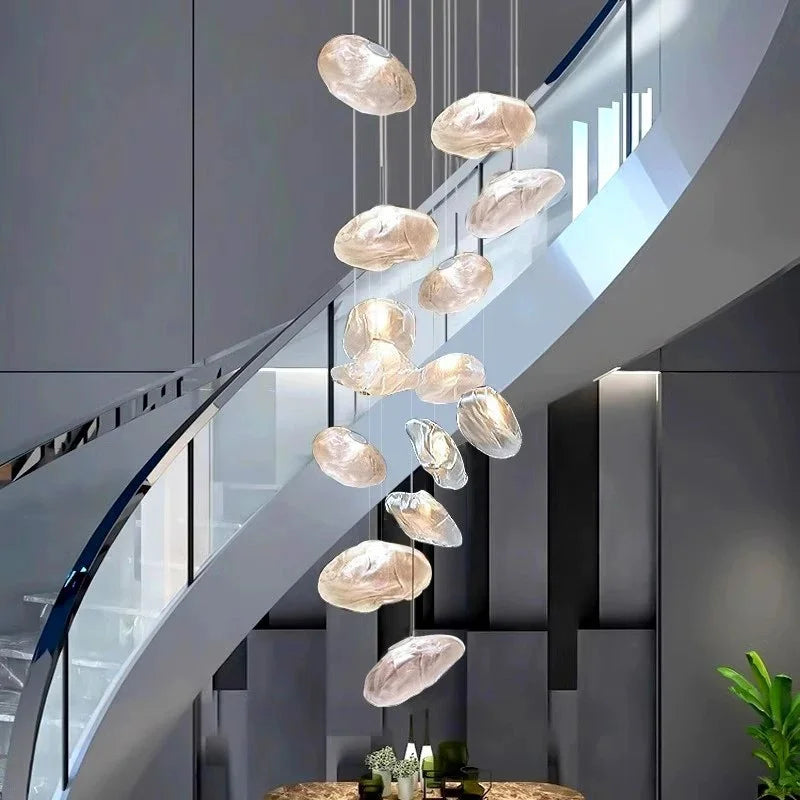 Modern Luxury LED Staircase Chandelier — Dimmable Multi-Head Pendant Light