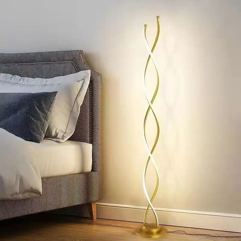 Spiral LED Floor Lamp Nordic Modern Minimalist Bedside Bedroom Living Room Sofa Side Warm Creative Personalized Atmosphere Light