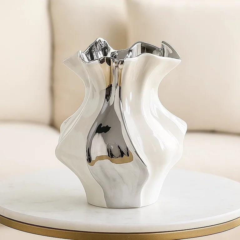 Textured Ceramic Wave Vase