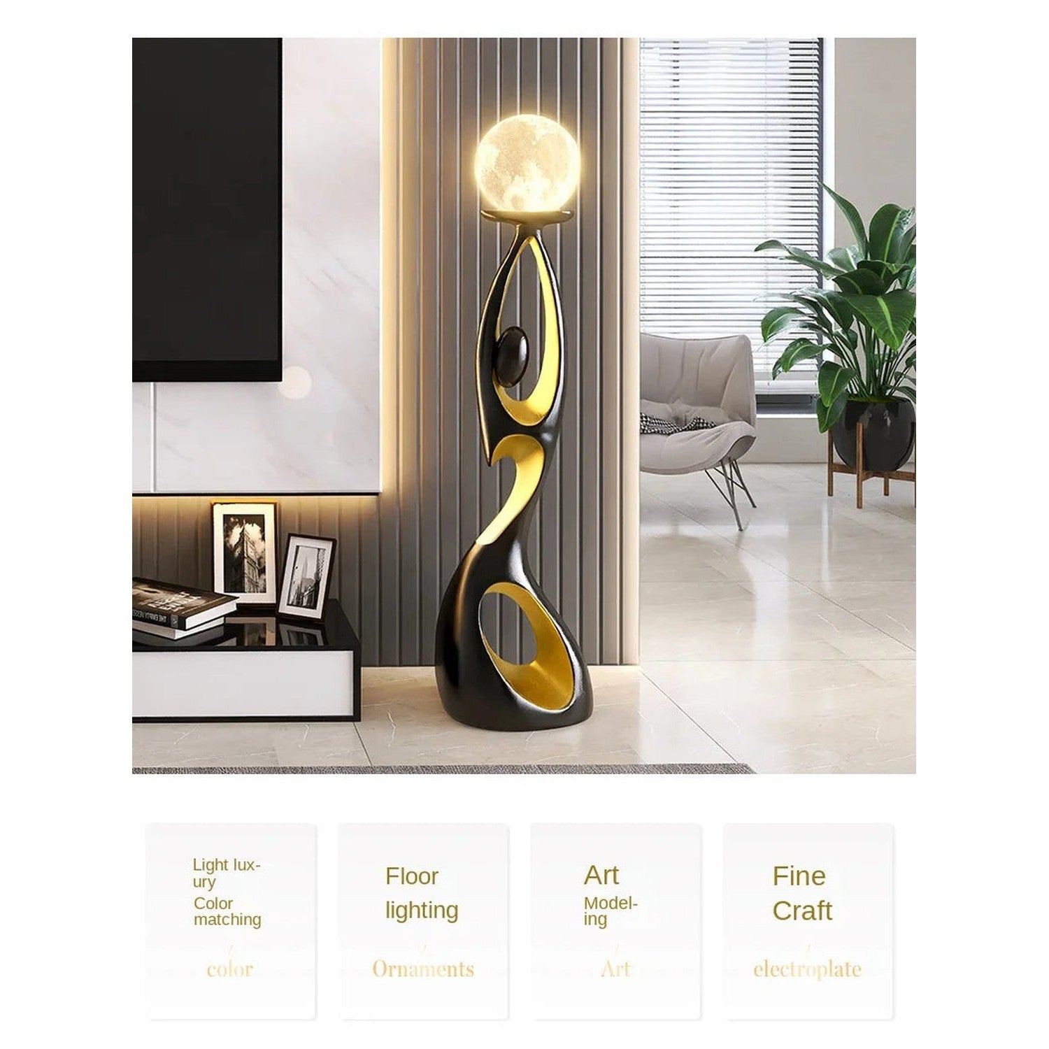 Movement Frozen in Time — Resin Floor Sculpture with Ambient Light