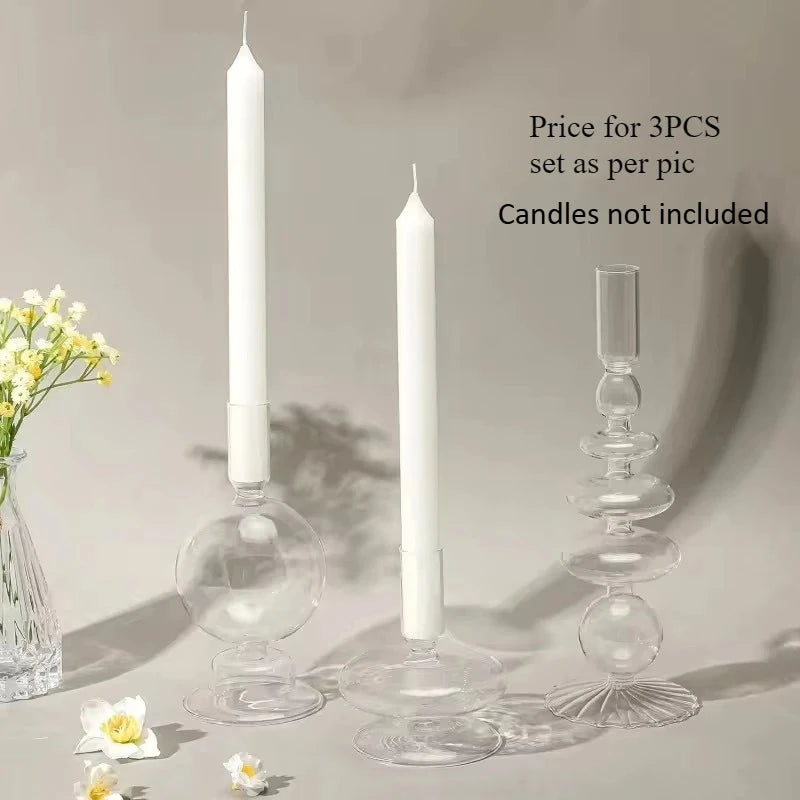 Colored Glass Candle Holder Set of 3 — Romantic Modern Home Décor
