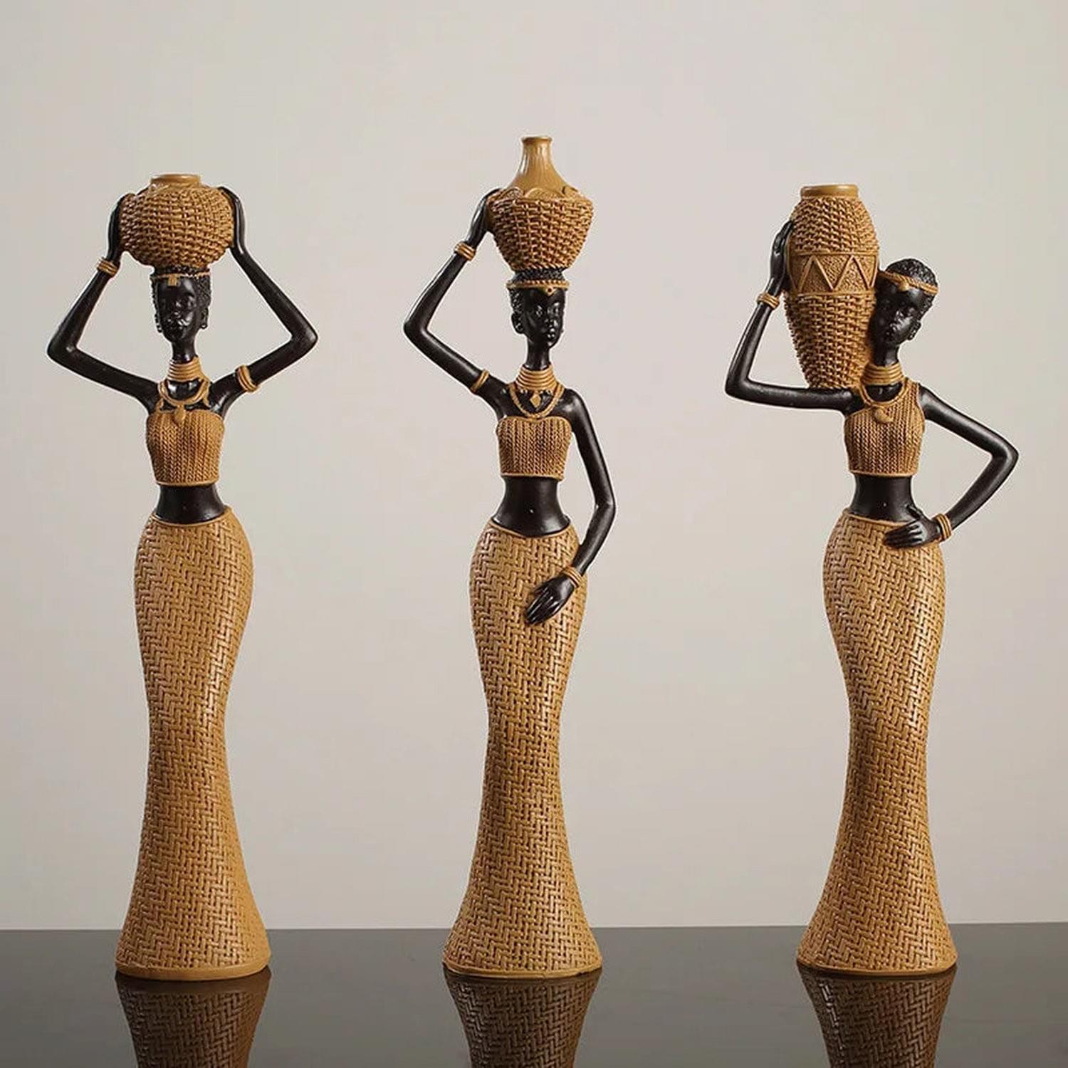 Woven in Gold — Tribal Weave Resin Sculpture in Bohemian Gold & Brown