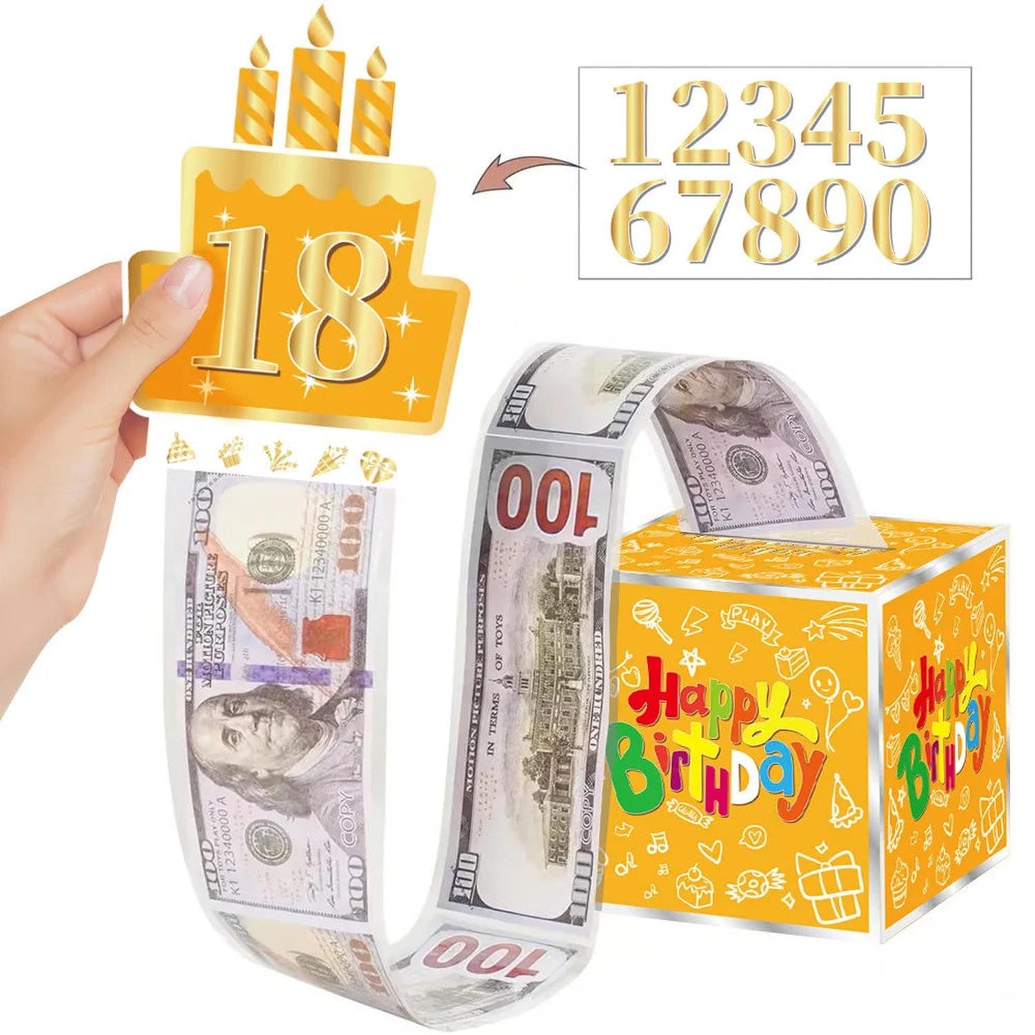 Surprise Money Pull Gift Box with Birthday Card & DIY Stickers