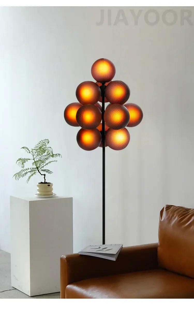 The Grape Cluster — Sculptural Glass Floor Lamp with Warm LED Glow