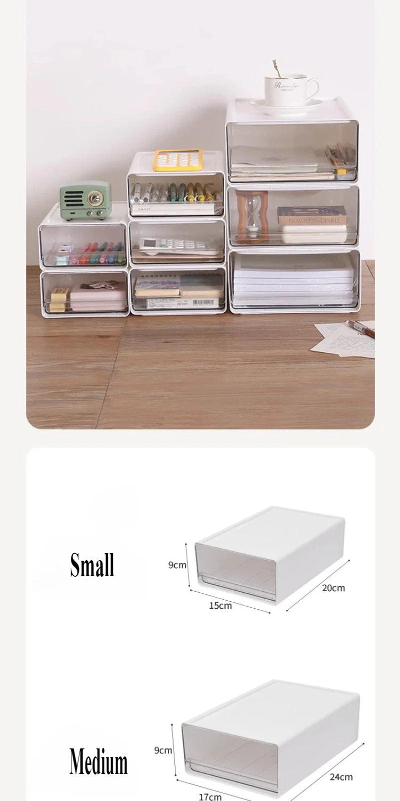 2/3pcs Office Table Clear Storage Boxes Drawer Type Office Workstation A4 File Organizer Storage Box Study Stack Storage Cabinet