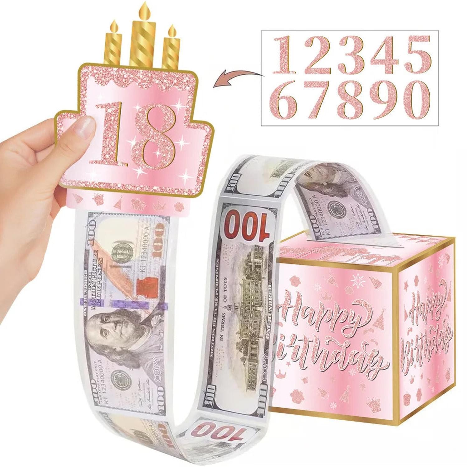Surprise Money Pull Gift Box with Birthday Card & DIY Stickers