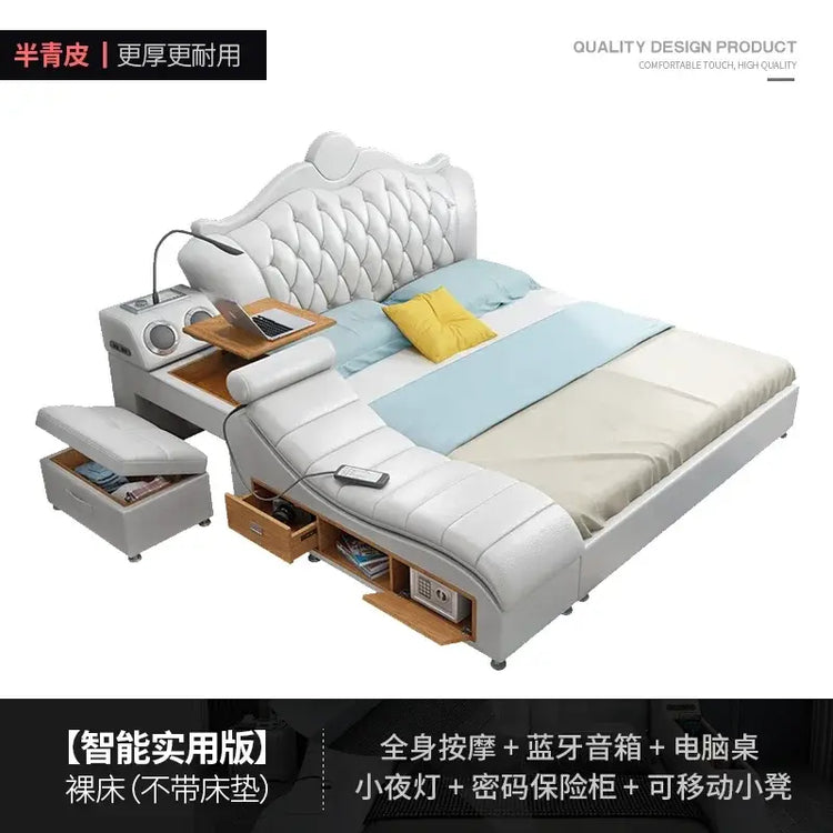 Headboard Storage Double Bed Queen Drawers King Size Smart Bed Luxury Princess Modern Letto Matrimoniale Bedroom Furniture Jonine&