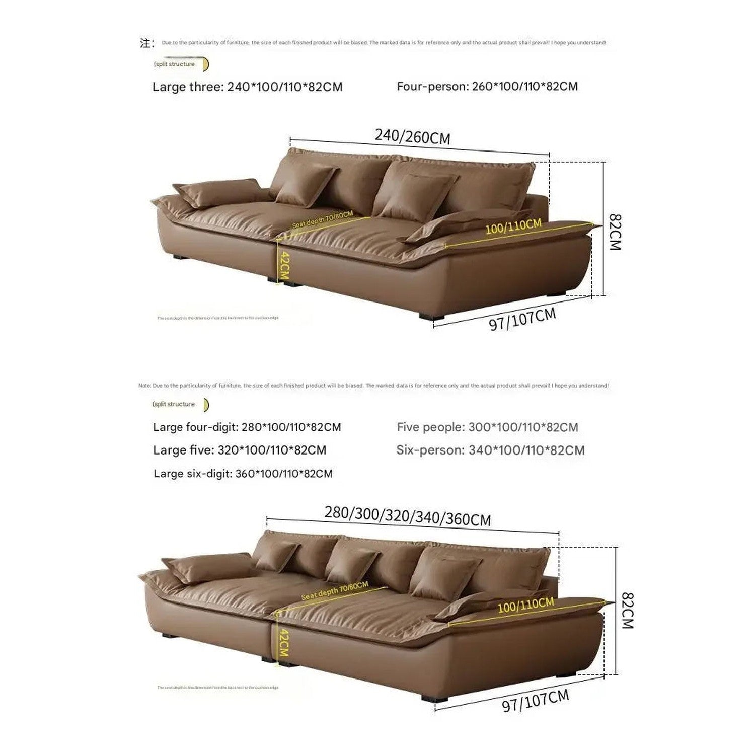 Luxury Genuine Leather Sofa — Designer Modular Living Room Seating