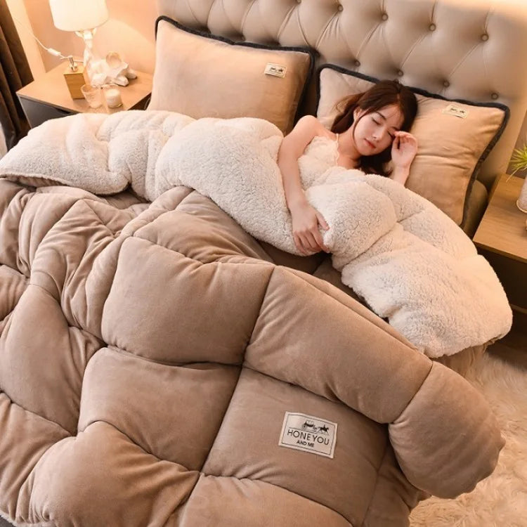 Lamb Fleece Blanket Winter Comforter Thickened Quilts Double-sided Velvet Warm Quilt Single Double Dormitory Milk Fleece Core Jonine&