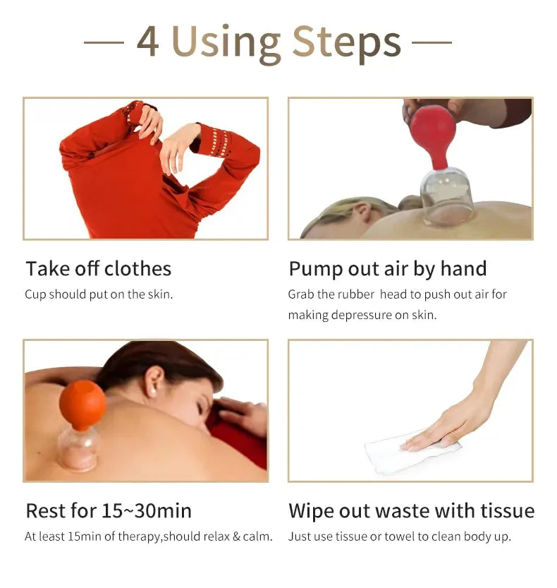 Rubber Vacuum Cupping Set – Glass Massage Jars for Health & Body Therapy