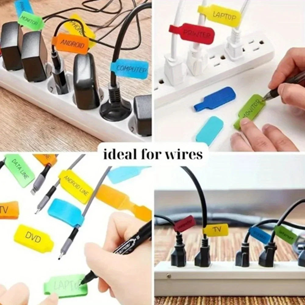 Cable Organizer Straps 10/30/50pcs Reusable Waterproof Color-Coded Labels, Charger Data Cords Management Ties Cable Ties