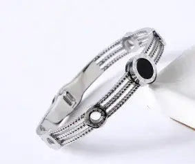 Stainless Steel Crystal Cuff Bracelet Bangle