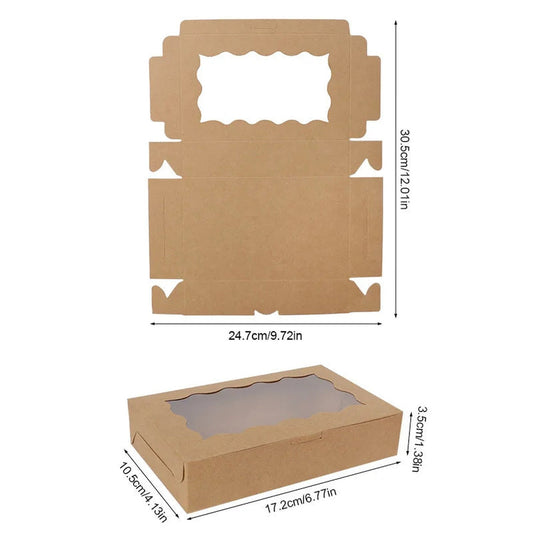 Kraft Paper Gift Boxes with Window — Set of 5, 10, or 20