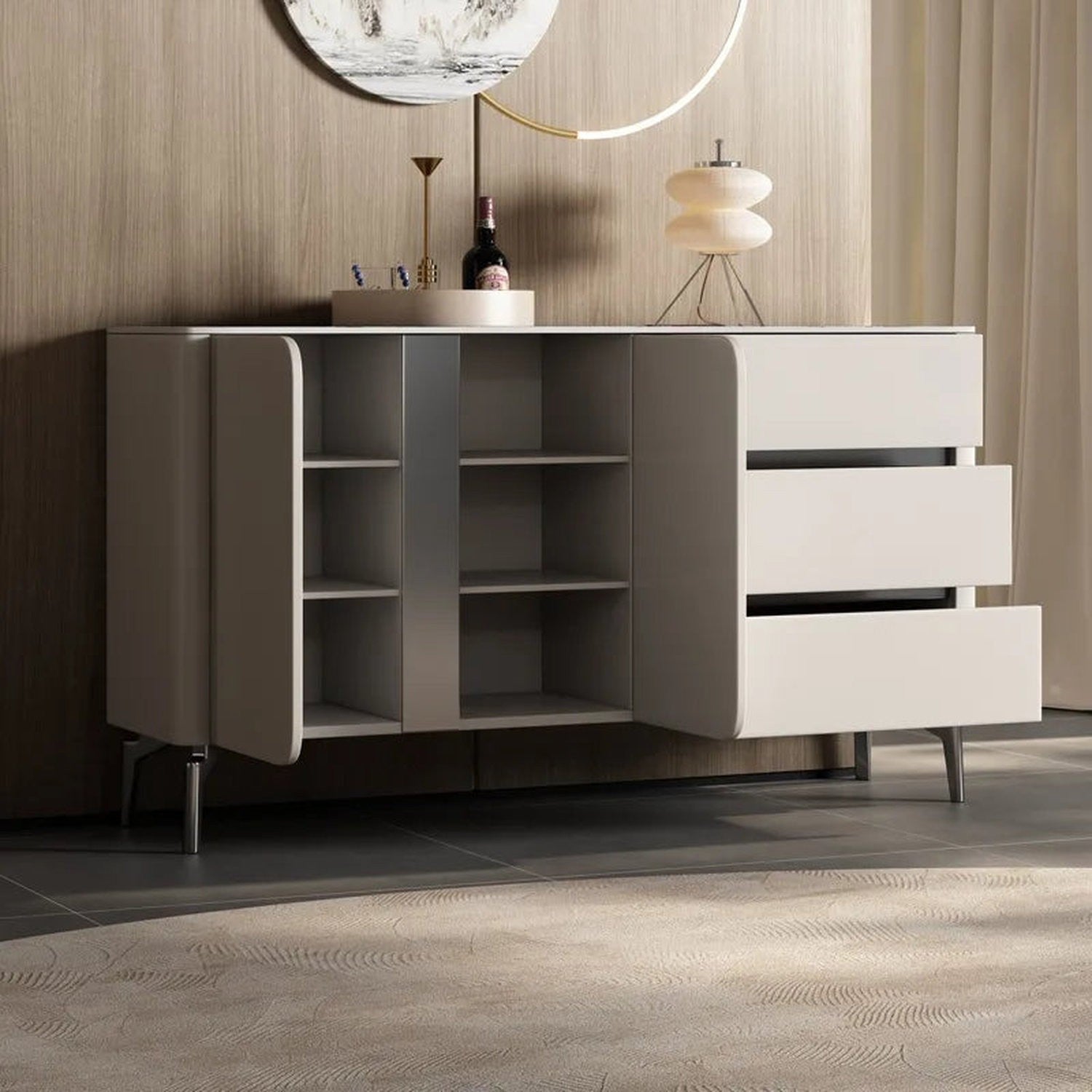 Premium Minimalist Display Cabinet — Light Luxury Living Room Storage